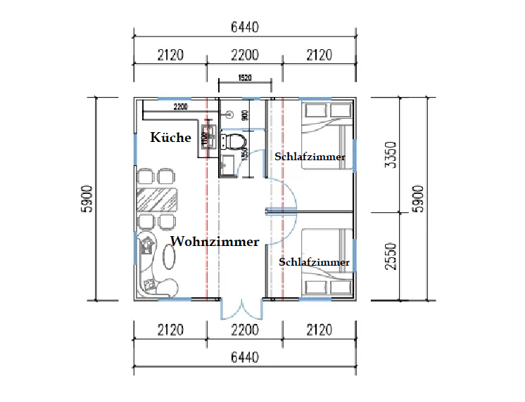 Containerhaus 6 m (20 Fuß) , 32 m² – Bild 11