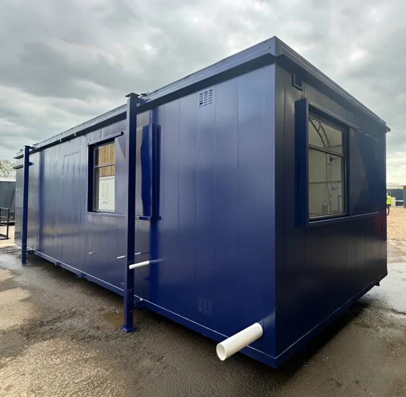 Maßgefertigtes 32 Fuß × 10 Fuß großes Kabinenbüro + Kantine + 1+1 WC-Waschräume, vandalensicher – Bild 12