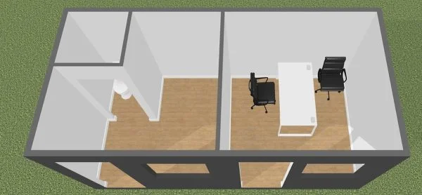 Sozialcontainer 17 m² + Büro + Toilette, goldene Eiche – Bild 2