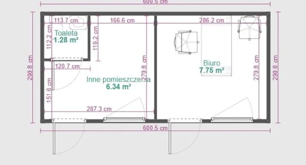 Sozialcontainer 17 m² + Büro + Toilette, goldene Eiche – Bild 4