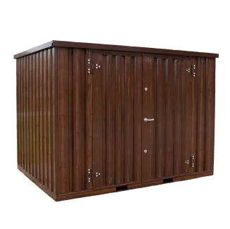 Holzimitatcontainer 3 x 2 Meter – mit Doppeltür an der Längsseite-Neu